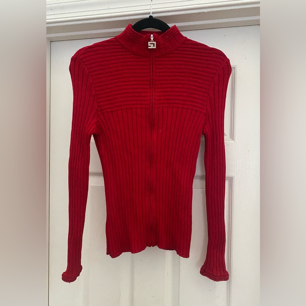 St John Sport vintage Santana knit cardigan sweater full zip size S